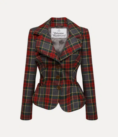 Vivienne Westwood Drunken Jacket With Tartan Wool Pattern In Red