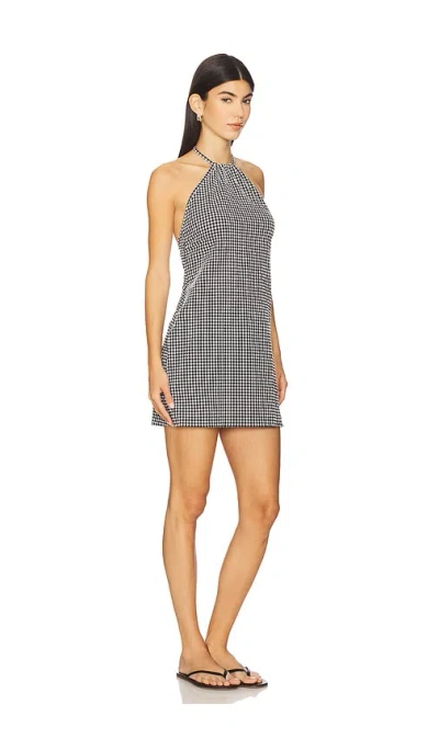 Hunza G Halter Neck A-line Check Dress In Gray