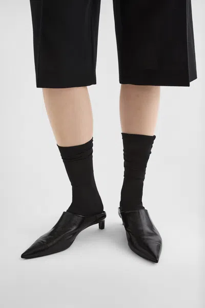 Jil Sander Leather Mules In Black