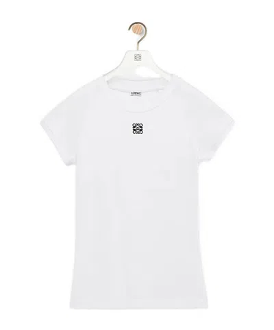 Loewe Anagram Embroidered Cotton-blend Jersey T-shirt In White