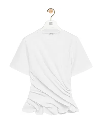 Loewe Draped Cotton-blend Jersey T-shirt In White