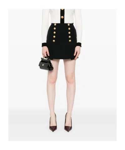 Balmain Virgin Wool Skirt In Black