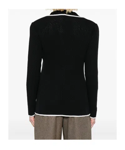 Giorgio Armani Silk Pointelle Knit Single-breasted Jacket In Black