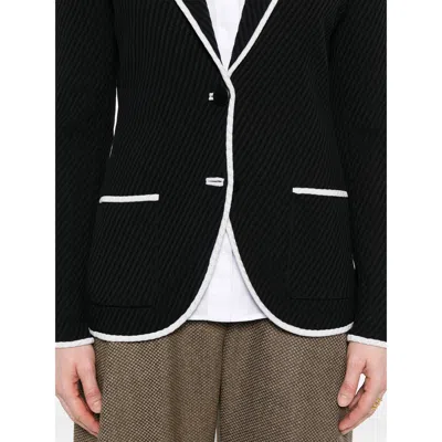 Giorgio Armani Silk Pointelle Knit Single-breasted Jacket In Black