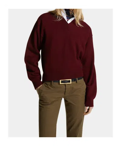 Dsquared2 Short V-neck Sweater Long Sleeves In Transparent