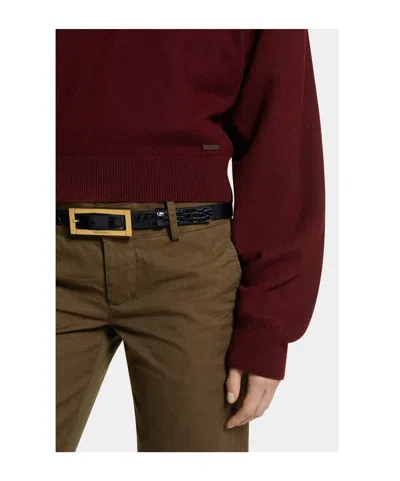 Dsquared2 Short V-neck Sweater Long Sleeves In Transparent