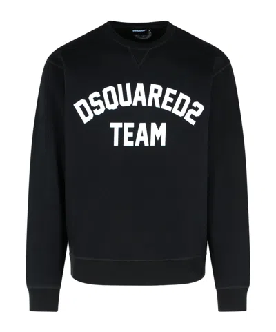 Dsquared2 Sweatshirt With Logo And Velvet Finish In Black