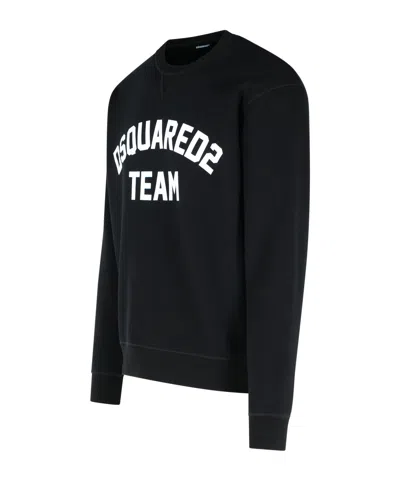 Dsquared2 Sweatshirt With Logo And Velvet Finish In Black