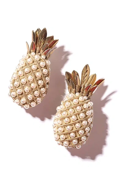 Deepa Gurnani Pineapple Clip-on Earrings In Gold