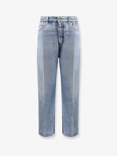 Dsquared2 Faded Wash Five-pocket Belt Loop Trousers In Blue
