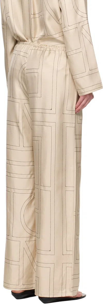 Totême Monogram Silk Straight-leg Ankle Pajama Pants In Brown