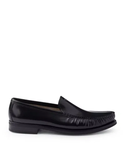Prada Brushed Leather Loafers Shoes In Black