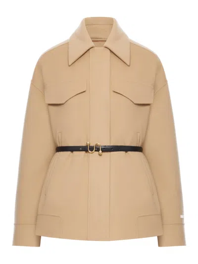 Sportmax Wool Short Coat In Brown