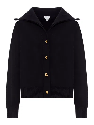 Bottega Veneta Wool Cardigan Gold-tone Buttons In Black