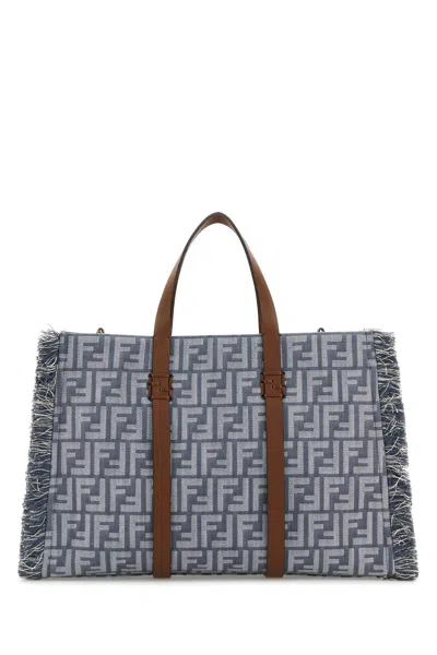 Fendi Summer Tote Ff Jacquard Fabric Shoulder Bag With Fringes