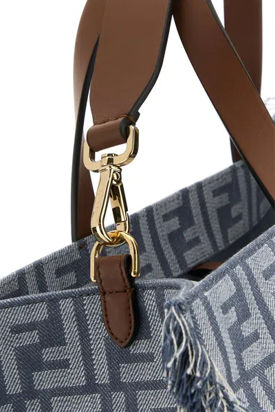 Fendi Summer Tote Ff Jacquard Fabric Shoulder Bag With Fringes