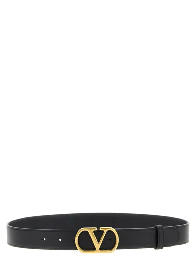 Valentino Garavani Valentino Vlogo 30 Black Leather Belt