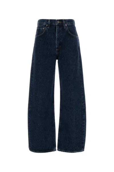 Agolde Low Curve Cropped Mid-rise Barrel-leg Jeans In Blue