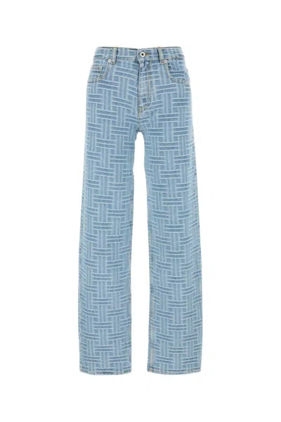 Kenzo Light Blue Embroidered Denim Jeans In Blue