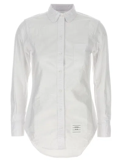 Thom Browne Classic Button-down Shirt With Crisp Collar And Curved Hem In White