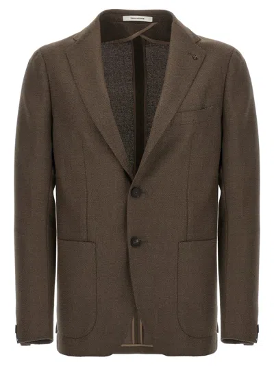 Tagliatore Wool Blazer In Super 100's In Brown