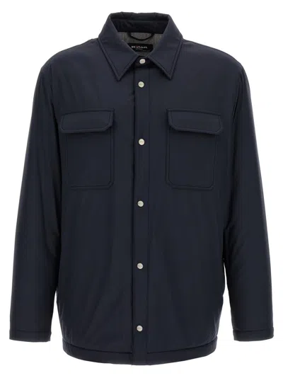 Kiton Overshirt Padded Long Sleeves In Blue