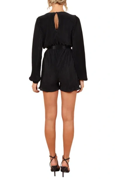 Petal And Pup Petal & Pup Minelli Pleated Long Sleeve Romper In Black