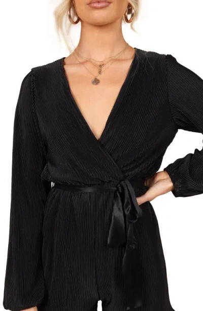 Petal And Pup Petal & Pup Minelli Pleated Long Sleeve Romper In Black