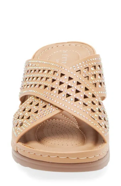 Extreme By Eddie Marc Rhinestone Crisscross Wedge Sandal