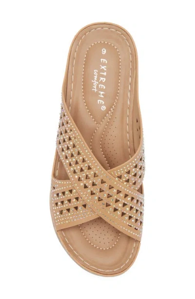 Extreme By Eddie Marc Rhinestone Crisscross Wedge Sandal