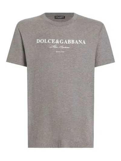 Dolce & Gabbana Cotton T-shirt With Print In Brown