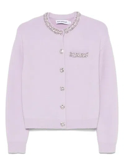 Self-portrait Knitted Cardigan With Crystals
