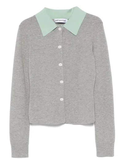Self-portrait Self Portrait 'grey Merino Wool' Cardigan In Gray