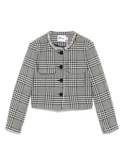 Self-portrait Houndstooth Wool Blend Jacket In Multi
