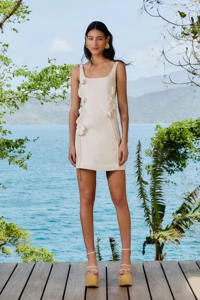 Farm Rio Off-white Sleeveless Euroflax Premium Linen Mini Dress
