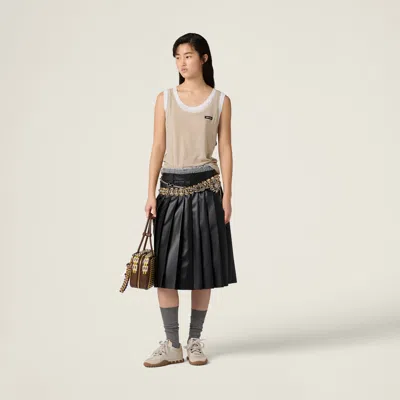 Miu Miu Ribbed Jersey Tank Top In Gold