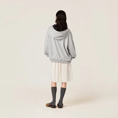 Miu Miu Jersey And Technical Pongé Blouson Jacket In Gray