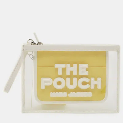 Pre-owned Marc Jacobs White Leather And Pvc The Pouch Wristlet Pouch