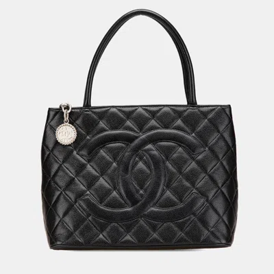 Pre-owned Chanel Black Caviar Medallion Tote