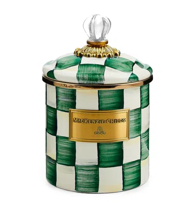 Mackenzie-childs Mackenzie Childs Emerald Check Small Enameled Steel Canister