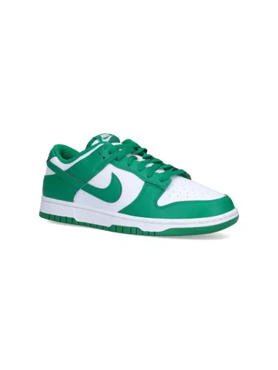 Nike Dunk Low Retro Sneakers In Green Leather