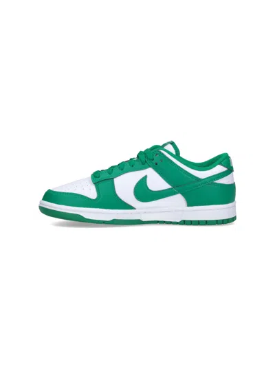 Nike Dunk Low Retro Sneakers In Green Leather
