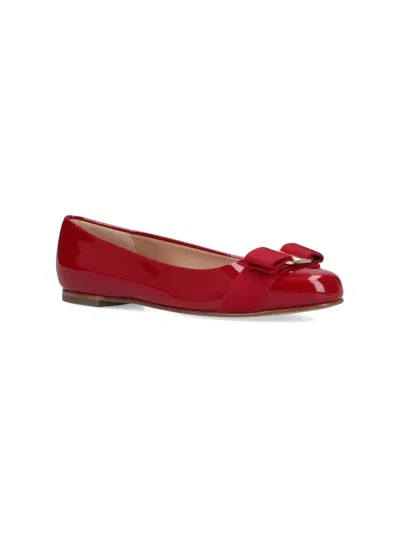 Ferragamo Barabou Patent Leather Ballet Flats In Red