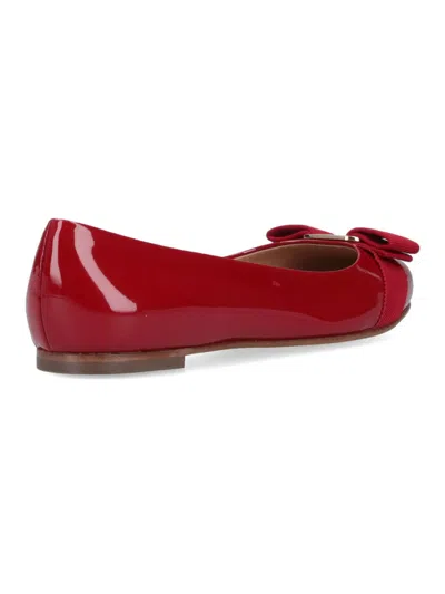 Ferragamo Barabou Patent Leather Ballet Flats In Red