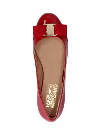 Ferragamo Barabou Patent Leather Ballet Flats In Red