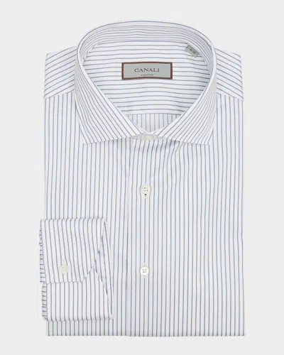 Canali Men's Cotton Narrow Stripe Dress Shirt In White