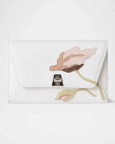 Akris Anouk Envelope Flap Flower Leather Shoulder Bag