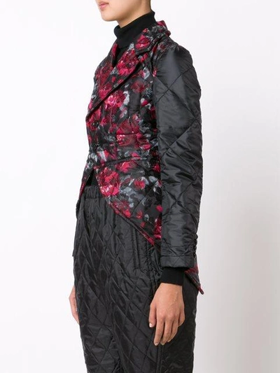 Shop Comme Des Garçons Floral Quilted Jacket In Black
