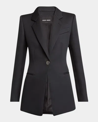 Giorgio Armani Technical Scuba Single-breasted Jacket In Black