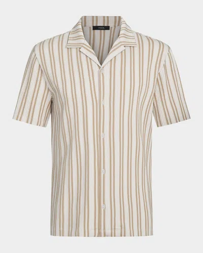 Vince Jacquard Stripe Button Down Terrapin Combo In Neutral